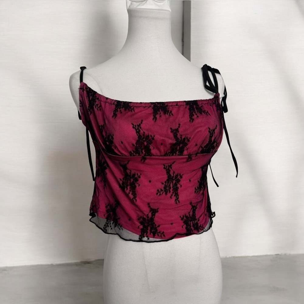 Kolly mesh Black and Pink Lace Women's Top punk princess whimsigoth M